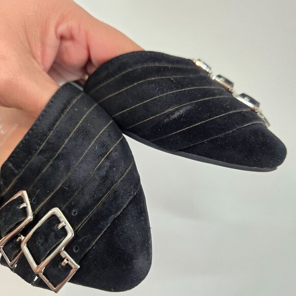 Jeffrey Campbell Ibiza Black Taken Pointy Toe Buckle Strap Flats Women's Size 7 - Picture 10 of 11